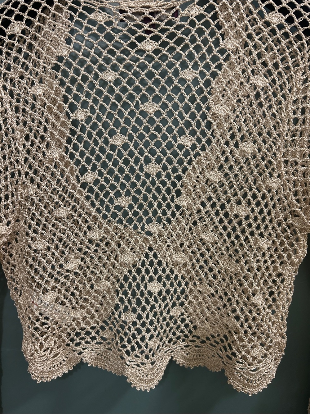 DEBUT gold crochet openwork shrug cardigan Size Small NEW NO TAG - Picture 9 of 16
